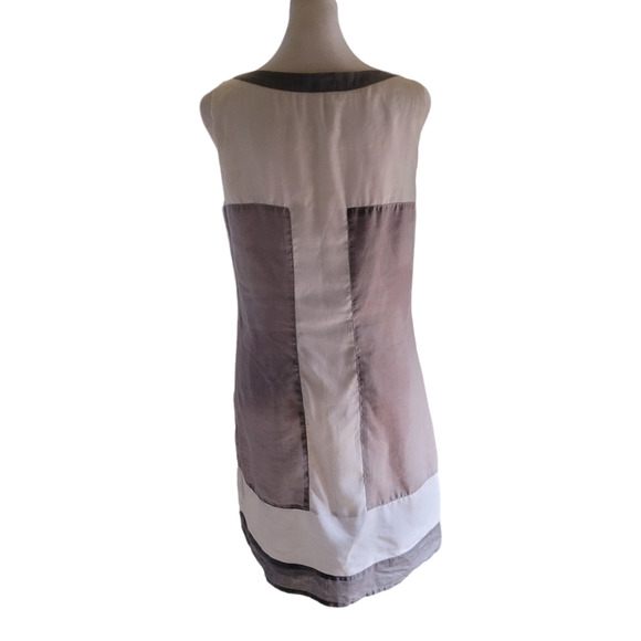 PROMOD Women's Colorblock Sleeveless Shift Dress Sz Small Neutral Minimalist - Picture 4 of 5